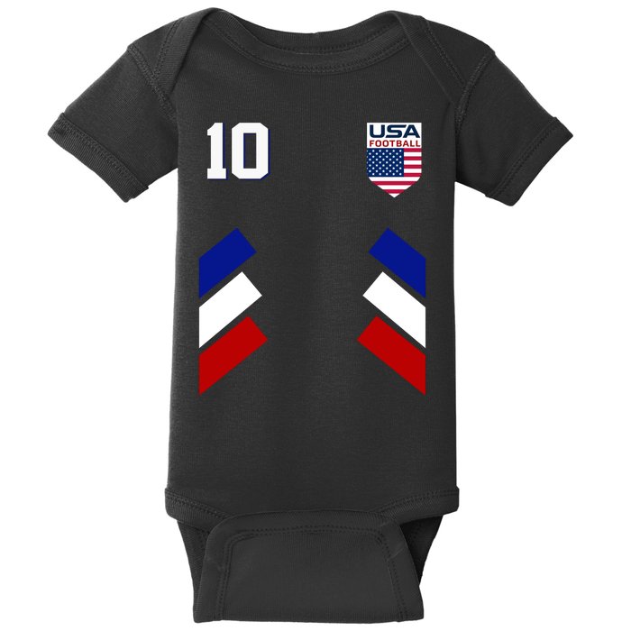 Retro 10 American Football USA Soccer Flag Baby Bodysuit