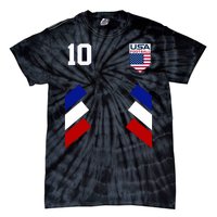 Retro 10 American Football USA Soccer Flag Tie-Dye T-Shirt