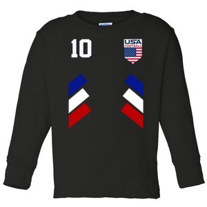 Retro 10 American Football USA Soccer Flag Toddler Long Sleeve Shirt