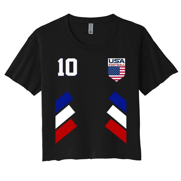 Retro 10 American Football USA Soccer Flag Crop Top