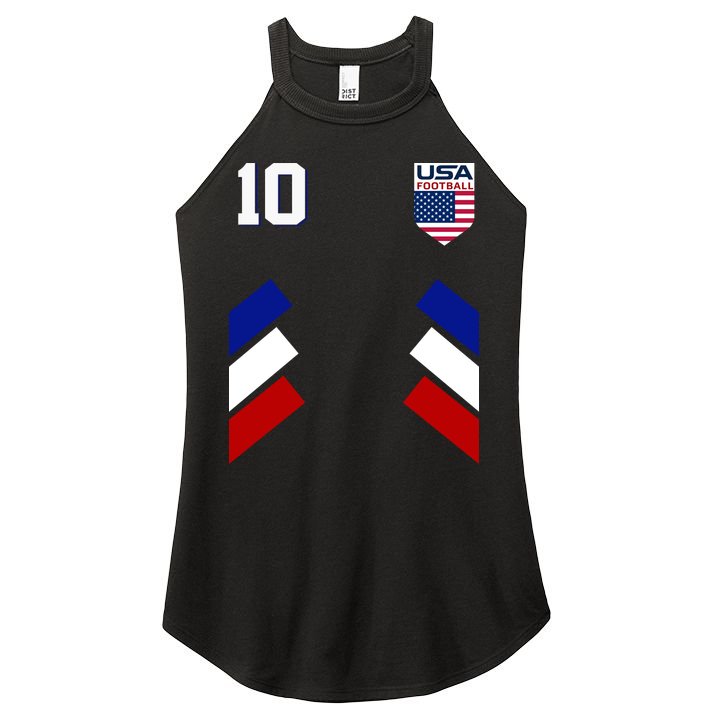 Retro 10 American Football USA Soccer Flag Women's Perfect Tri Rocker Tank