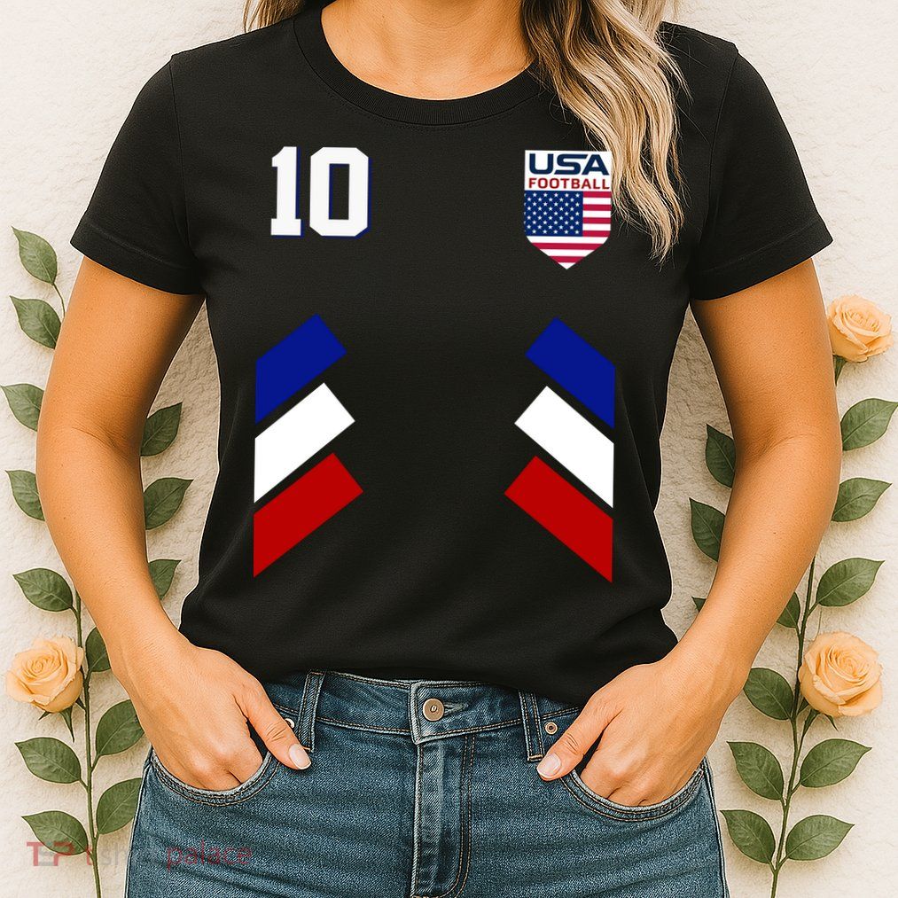 Retro 10 American Football USA Soccer Flag Womens T-Shirt