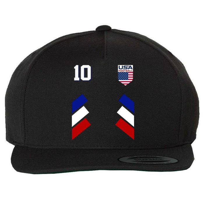 Retro 10 American Football USA Soccer Flag Wool Snapback Cap