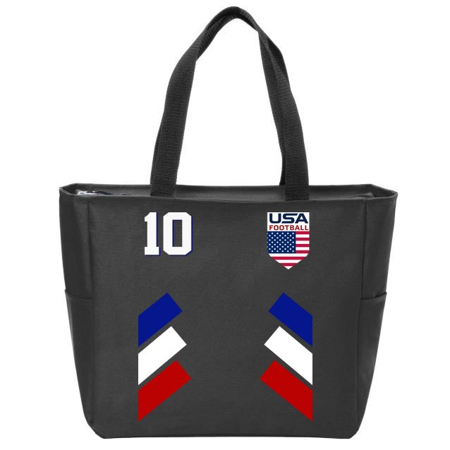 Retro 10 American Football USA Soccer Flag Zip Tote Bag