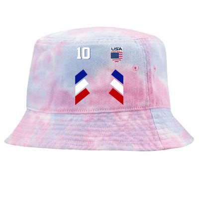 Retro 10 American Football USA Soccer Flag Tie-Dyed Bucket Hat