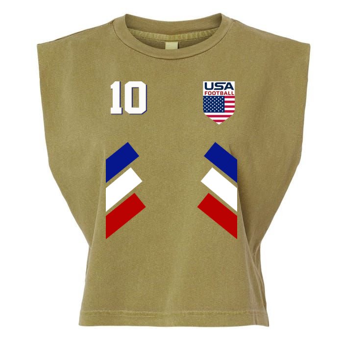 Retro 10 American Football USA Soccer Flag Garment-Dyed Women's Muscle Tee