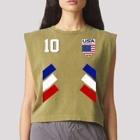Retro 10 American Football USA Soccer Flag Garment-Dyed Women's Muscle Tee