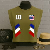 Retro 10 American Football USA Soccer Flag Garment-Dyed Women's Muscle Tee