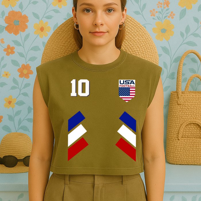 Retro 10 American Football USA Soccer Flag Garment-Dyed Women's Muscle Tee