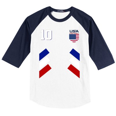 Retro 10 American Football USA Soccer Flag Baseball Sleeve Shirt