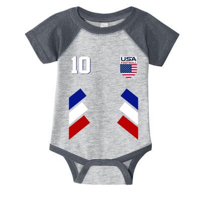 Retro 10 American Football USA Soccer Flag Infant Baby Jersey Bodysuit