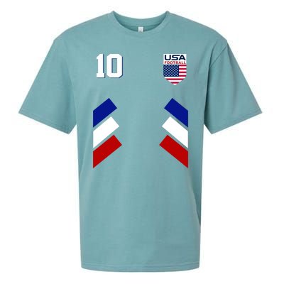 Retro 10 American Football USA Soccer Flag Sueded Cloud Jersey T-Shirt