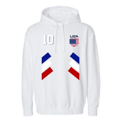 Retro 10 American Football USA Soccer Flag Garment-Dyed Fleece Hoodie