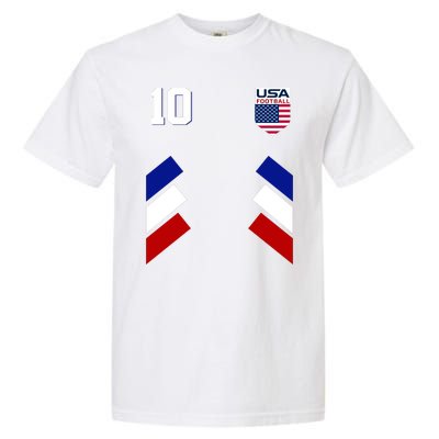 Retro 10 American Football USA Soccer Flag Garment-Dyed Heavyweight T-Shirt