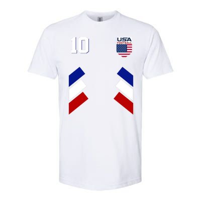 Retro 10 American Football USA Soccer Flag Softstyle CVC T-Shirt