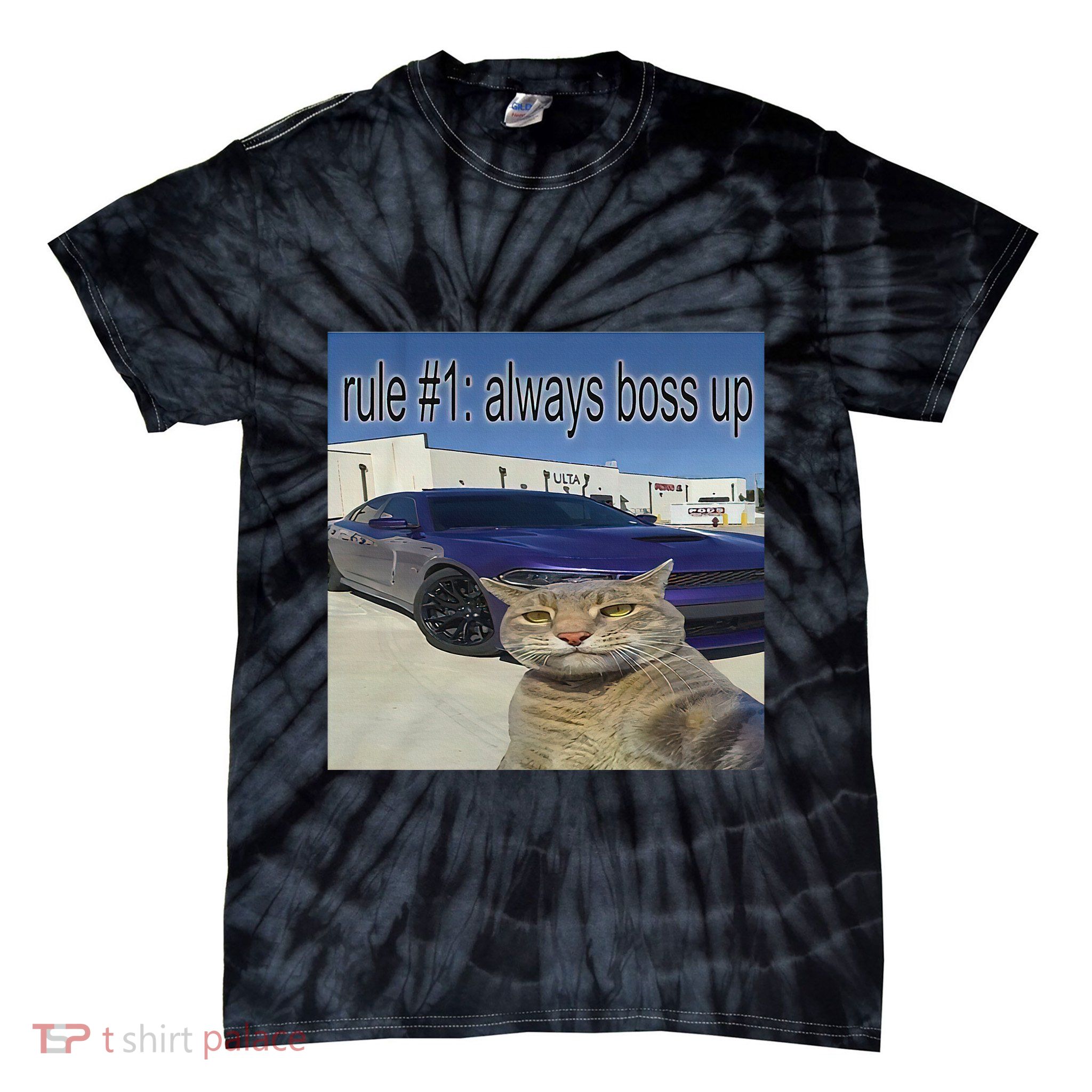 Rule 1 Always Boss Up Funny Cat Meme Tie-Dye T-Shirt