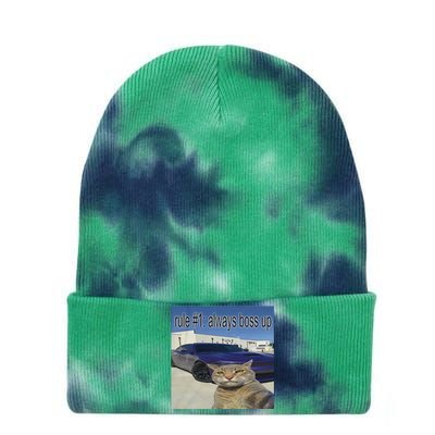 Rule 1 Always Boss Up Funny Cat Meme Tie Dye 12in Knit Beanie