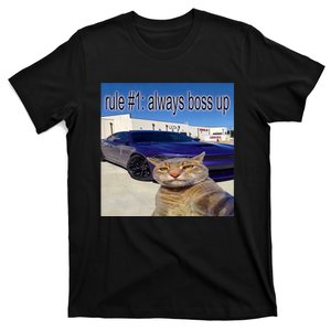 Rule # 1 Always Boss Up Funny Cat Meme T-Shirt