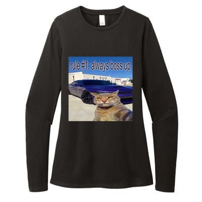 Rule # 1 Always Boss Up Funny Cat Meme Womens CVC Long Sleeve Shirt