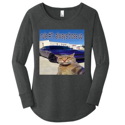 Rule # 1 Always Boss Up Funny Cat Meme Women's Perfect Tri Tunic Long Sleeve Shirt