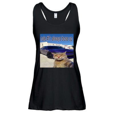 Rule # 1 Always Boss Up Funny Cat Meme Ladies Essential Flowy Tank