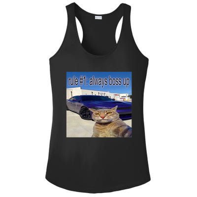 Rule # 1 Always Boss Up Funny Cat Meme Ladies PosiCharge Competitor Racerback Tank