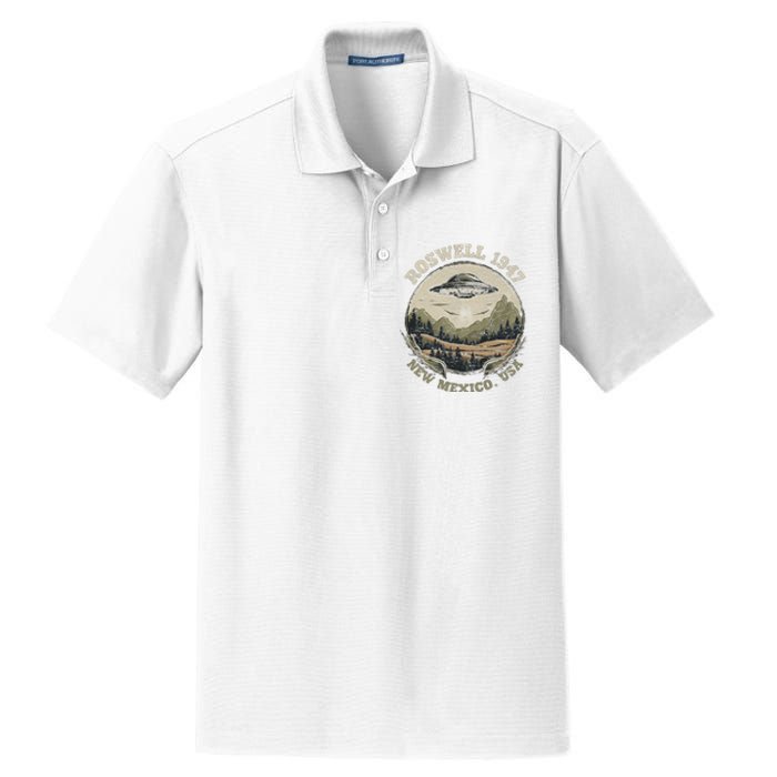 Roswell 1947 Abduction New Mexico Ufo Vintage Alien Hunter Dry Zone Grid Polo