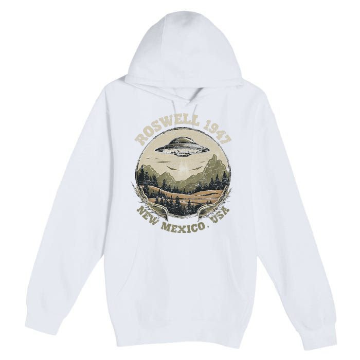 Roswell 1947 Abduction New Mexico Ufo Vintage Alien Hunter Premium Pullover Hoodie