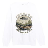 Roswell 1947 Abduction New Mexico Ufo Vintage Alien Hunter Premium Crewneck Sweatshirt