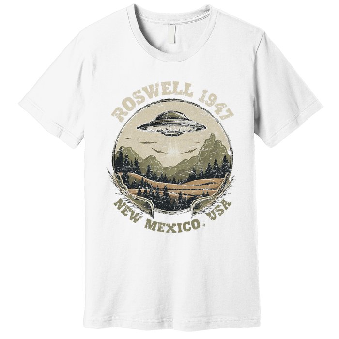 Roswell 1947 Abduction New Mexico Ufo Vintage Alien Hunter Premium T-Shirt