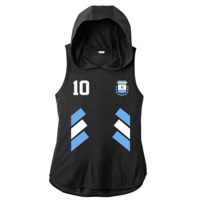 Retro 10 Argentina Jersey Argentinian Soccer Flag Ladies PosiCharge Tri-Blend Wicking Draft Hoodie Tank