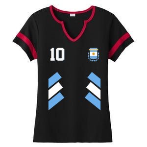 Retro 10 Argentina Jersey Argentinian Soccer Flag Ladies Halftime Notch Neck Tee