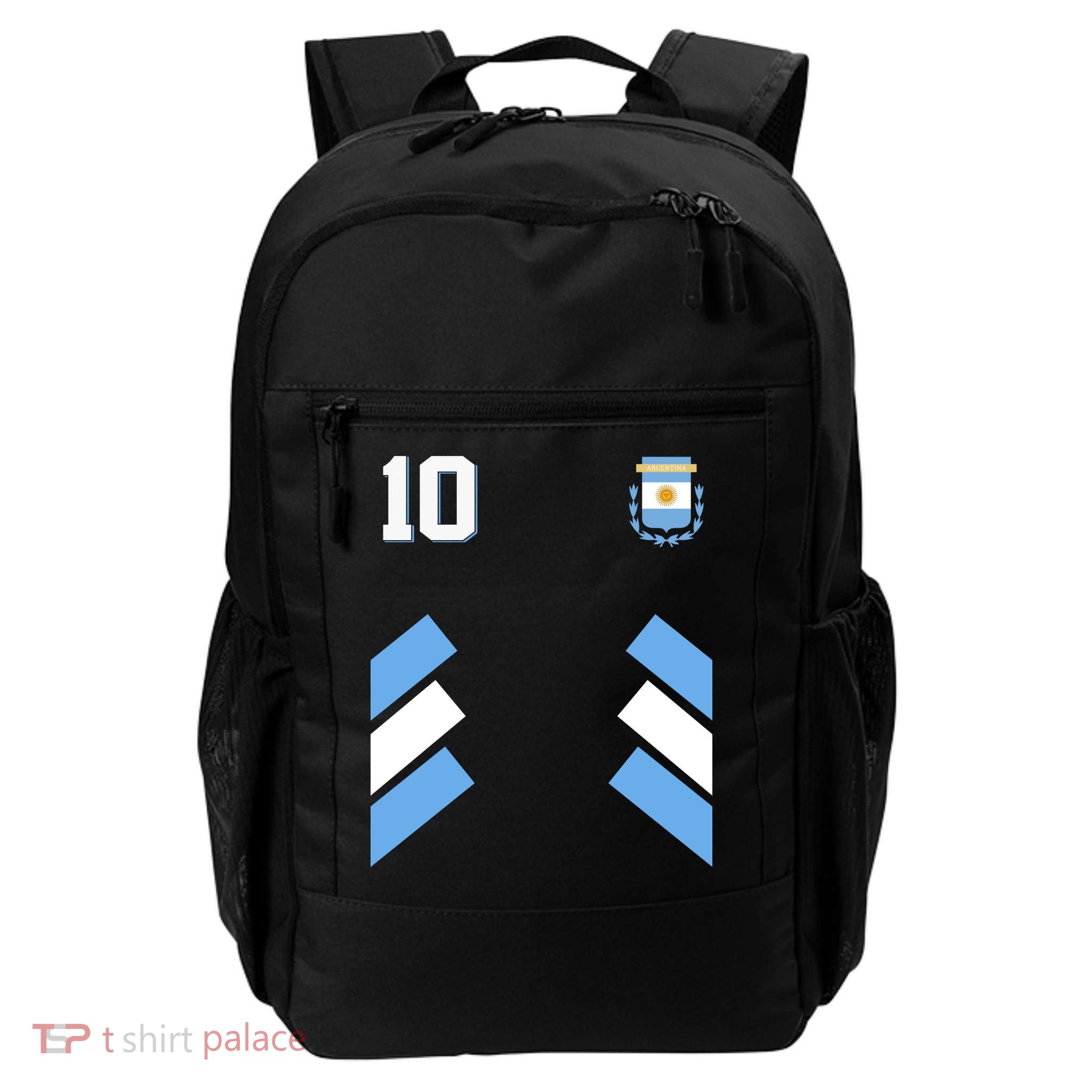 Retro 10 Argentina Jersey Argentinian Soccer Flag Daily Commute Backpack
