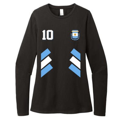 Retro 10 Argentina Jersey Argentinian Soccer Flag Womens CVC Long Sleeve Shirt