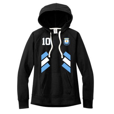 Retro 10 Argentina Jersey Argentinian Soccer Flag Women's Fleece Hoodie