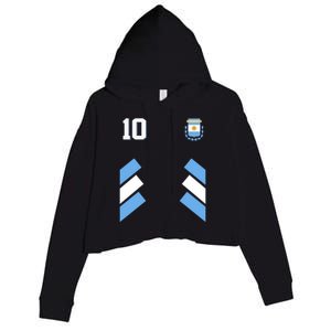 Retro 10 Argentina Jersey Argentinian Soccer Flag Crop Fleece Hoodie