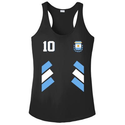 Retro 10 Argentina Jersey Argentinian Soccer Flag Ladies PosiCharge Competitor Racerback Tank