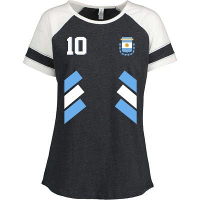 Retro 10 Argentina Jersey Argentinian Soccer Flag Enza Ladies Jersey Colorblock Tee