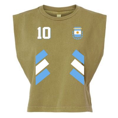 Retro 10 Argentina Jersey Argentinian Soccer Flag Garment-Dyed Women's Muscle Tee