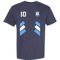 Retro 10 Argentina Jersey Argentinian Soccer Flag Garment-Dyed Heavyweight T-Shirt