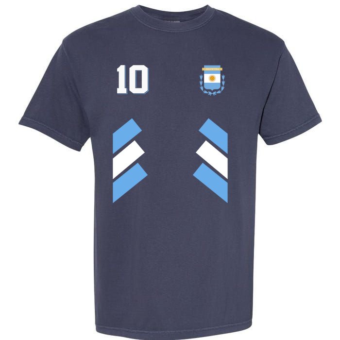 Retro 10 Argentina Jersey Argentinian Soccer Flag Garment-Dyed Heavyweight T-Shirt