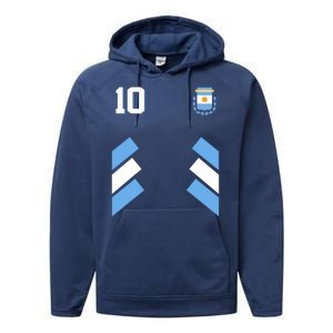 Retro 10 Argentina Jersey Argentinian Soccer Flag Performance Fleece Hoodie