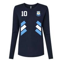 Retro 10 Argentina Jersey Argentinian Soccer Flag Womens Cotton Relaxed Long Sleeve T-Shirt