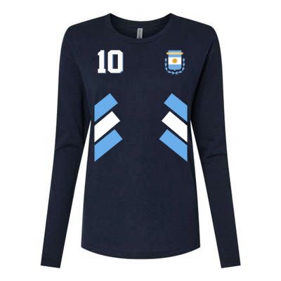 Retro 10 Argentina Jersey Argentinian Soccer Flag Womens Cotton Relaxed Long Sleeve T-Shirt