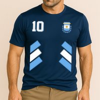 Retro 10 Argentina Jersey Argentinian Soccer Flag Cooling Performance Crew T-Shirt