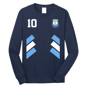 Retro 10 Argentina Jersey Argentinian Soccer Flag Long Sleeve Shirt