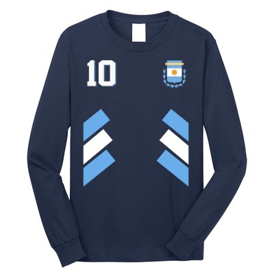 Retro 10 Argentina Jersey Argentinian Soccer Flag Long Sleeve Shirt