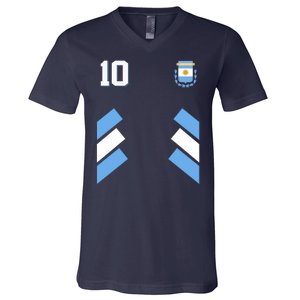 Retro 10 Argentina Jersey Argentinian Soccer Flag V-Neck T-Shirt