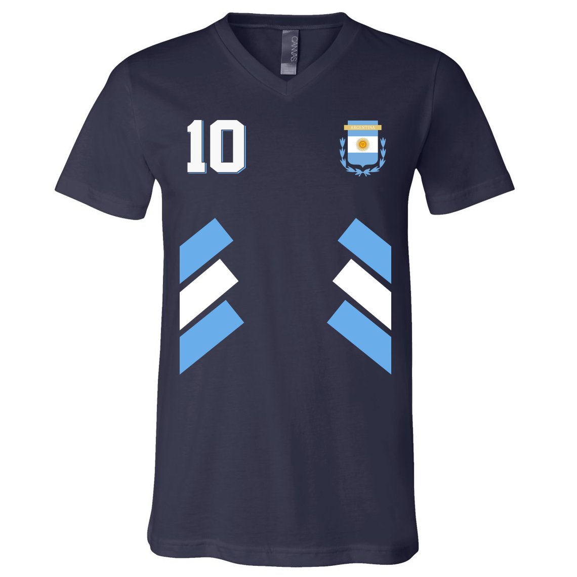 Retro 10 Argentina Jersey Argentinian Soccer Flag V-Neck T-Shirt