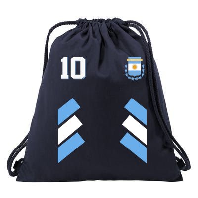 Retro 10 Argentina Jersey Argentinian Soccer Flag Drawstring Bag